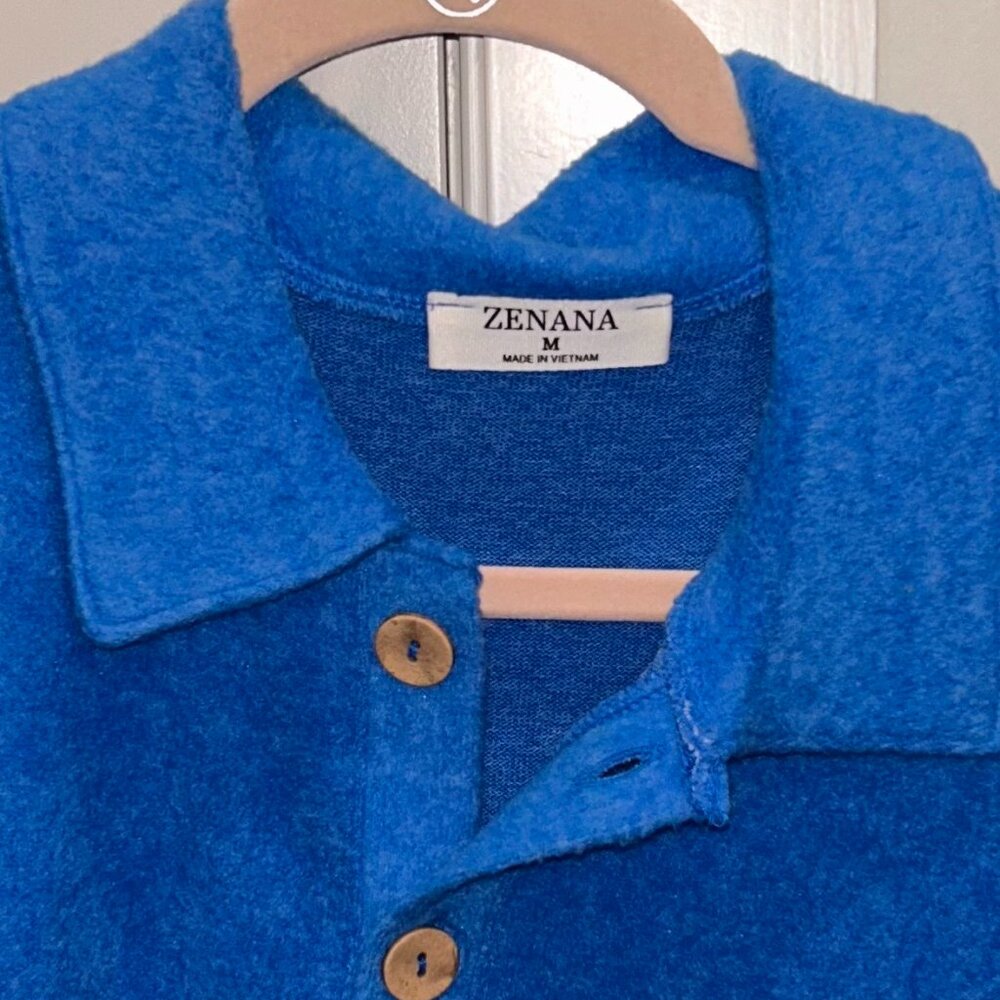 Zenana Blue Hacci Long Sleeve Top - Picture 4 of 8